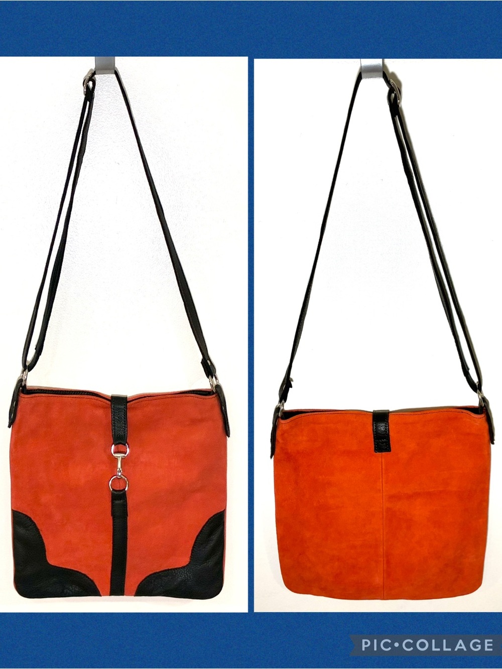 NEW J. Brown Taller de Piel Suede “Monaco” Crossbody Bag + Pebbled Leather Trim